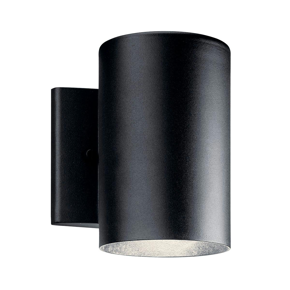 Cylinder 3000K LED 7" Wall Light Black on a white background