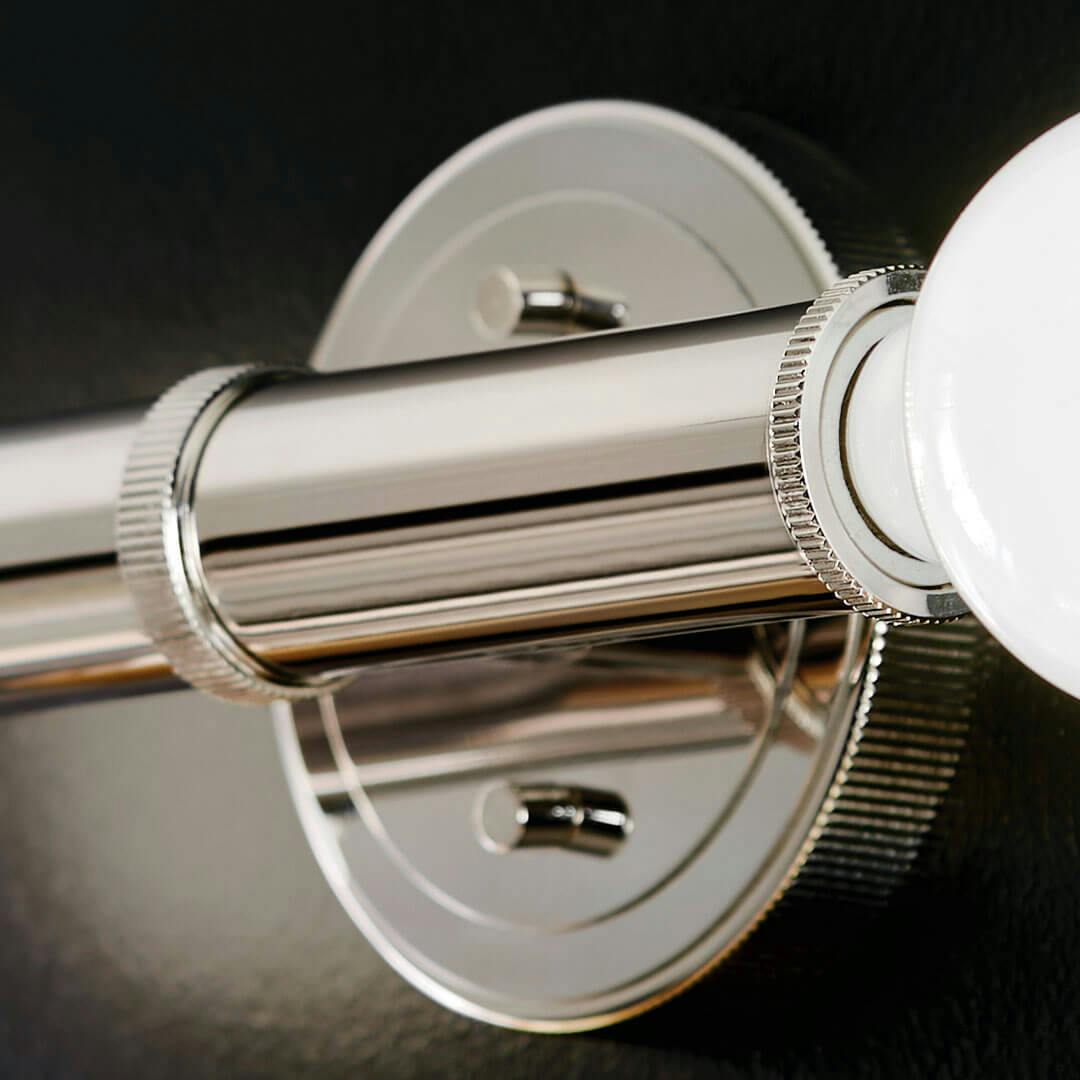 Close up of the Torche 9.75 Inch 2 Light Wall Sconce in Polished Nickel