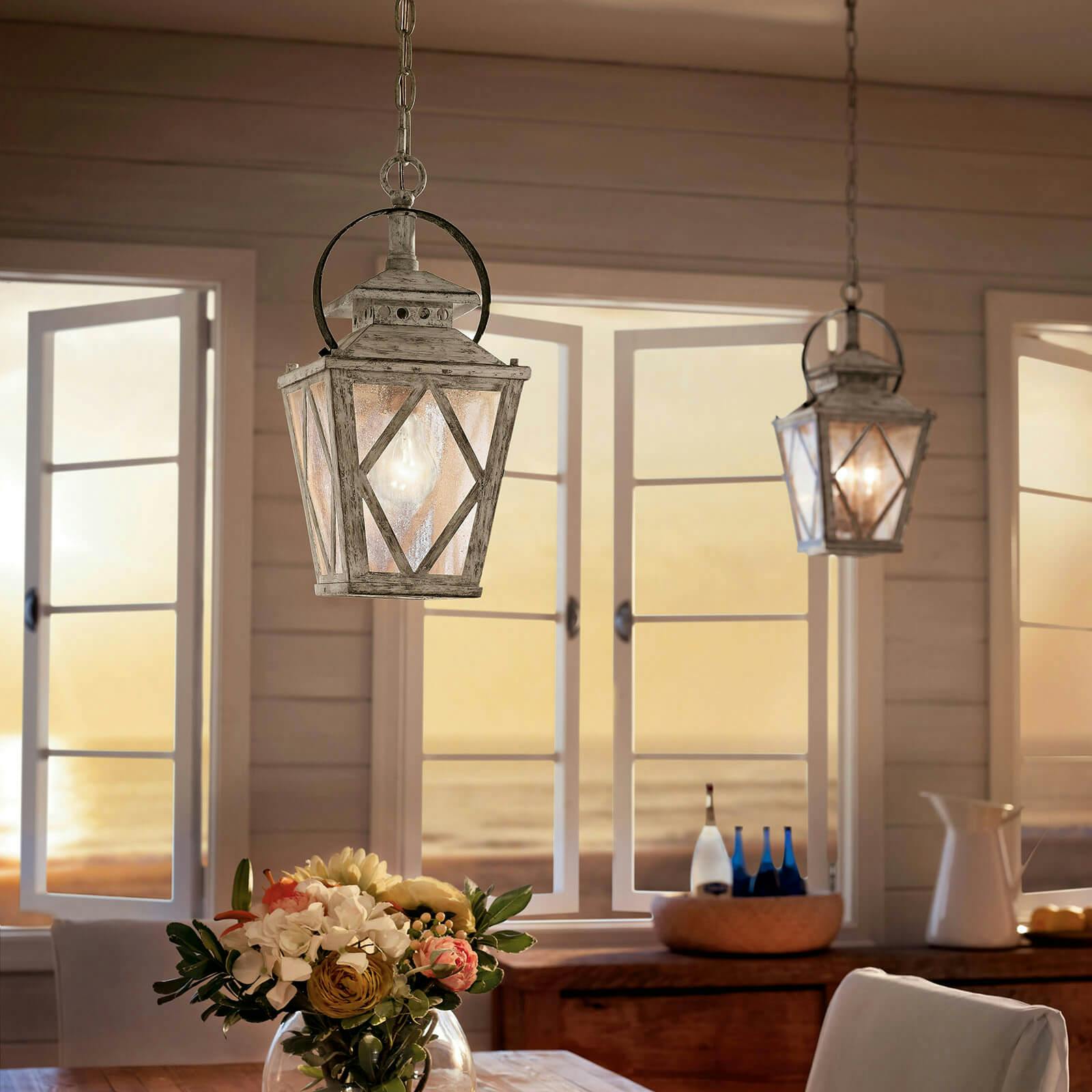 Dining room with the Hayman Bay™ 18" Pendant Antique White