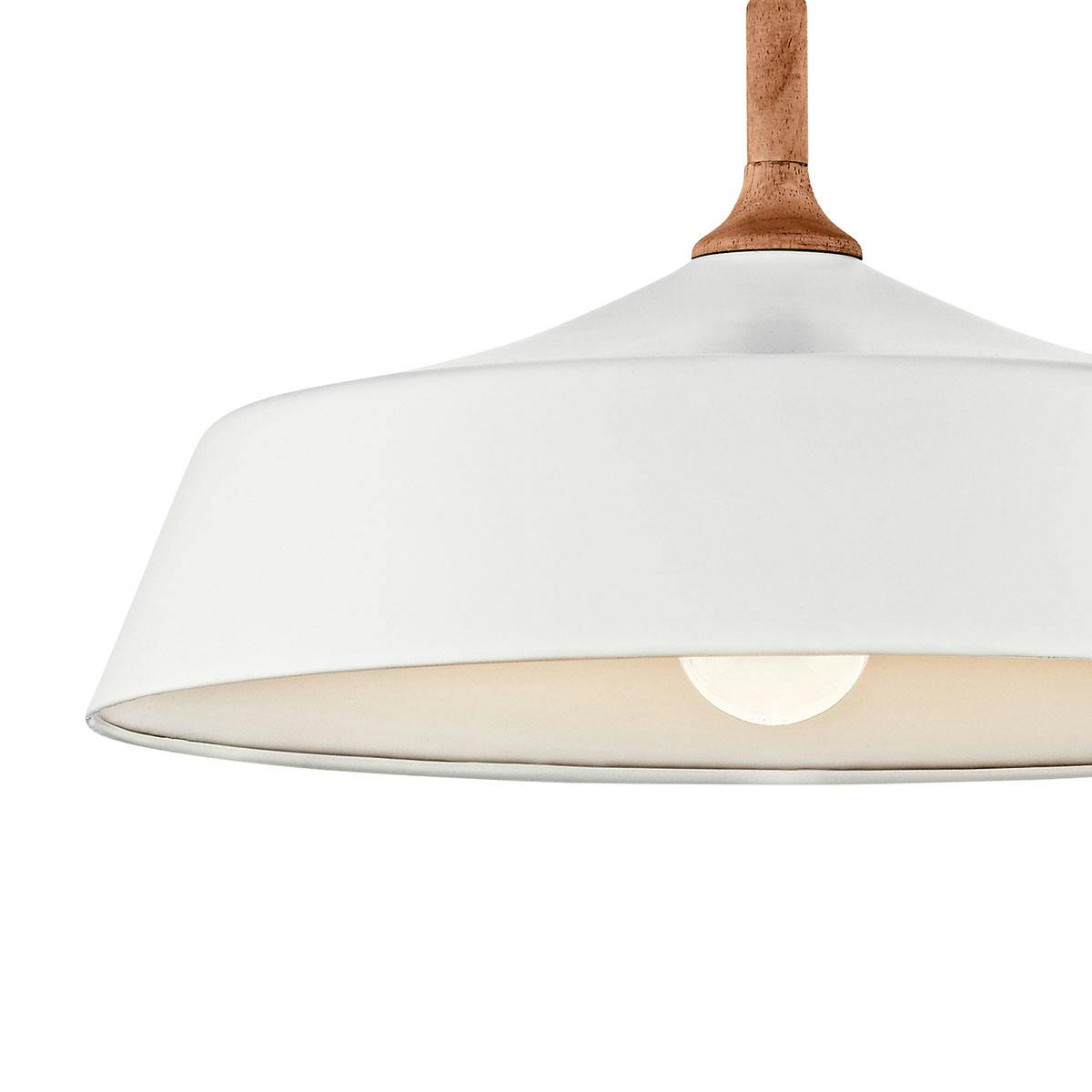 Close up view of the Danika 1 Light Pendant in White on a white background