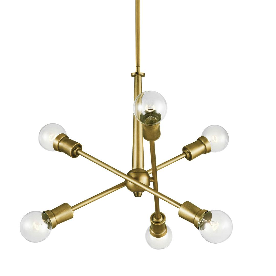 Armstrong 6 Light Chandelier Brass on a white background