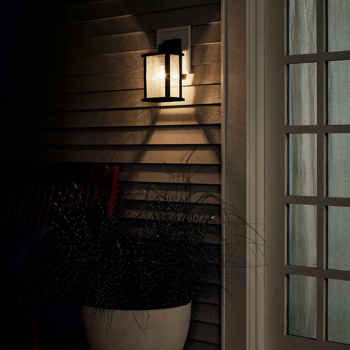 Night time porch with Marimount 59017BK