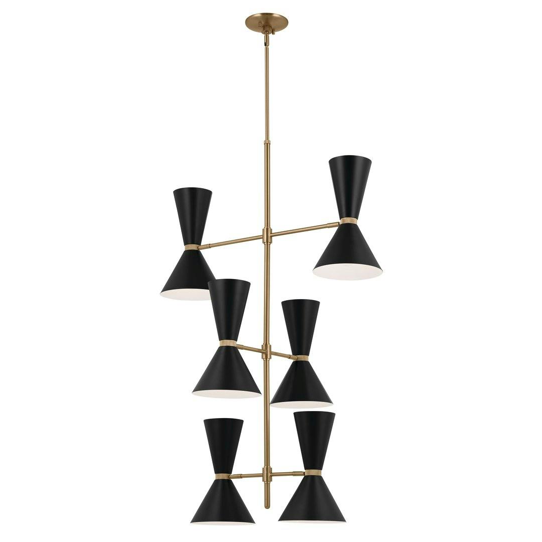 Phix 50 Inch 12 Light Foyer Chandelier in Champagne Bronze with Black on a white background