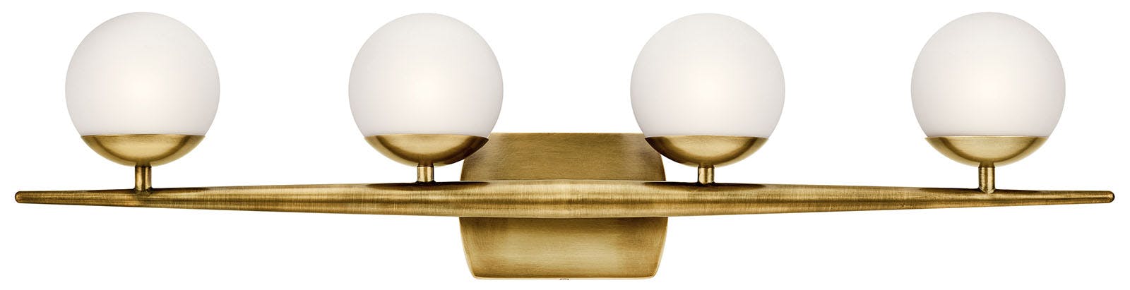 Front view of the Jasper 32.25" Halogen Vanity Light Brass on a white background