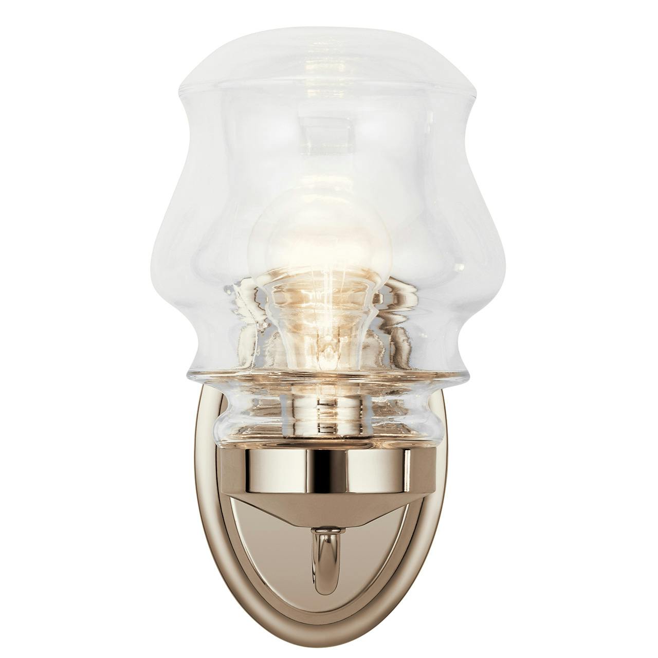 The Janiel 10.75" 1 Light Sconce Nickel facing up on a white background