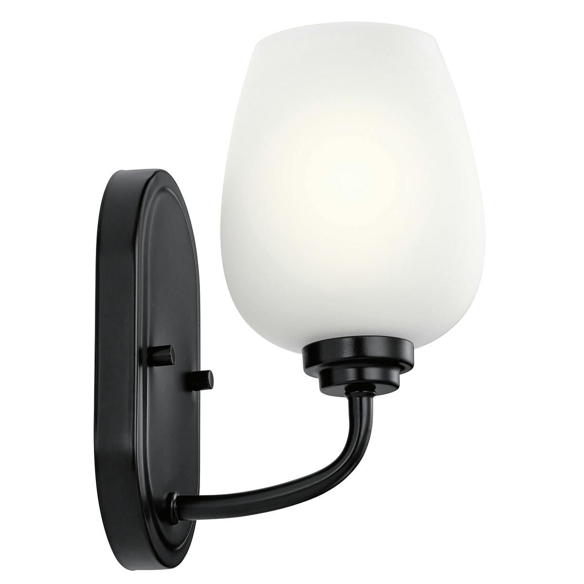 Profile view of the Valserrano 10" Sconce Glass Black on a white background