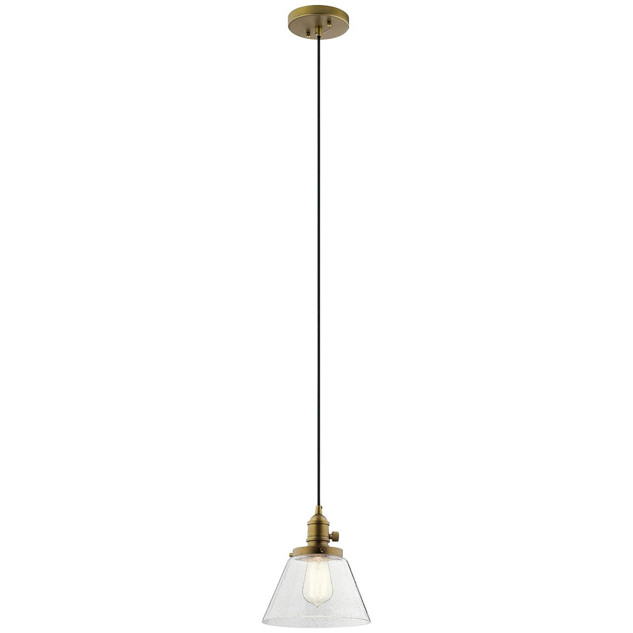 Avery 1 Light Cone Mini Pendant Brass on a white background