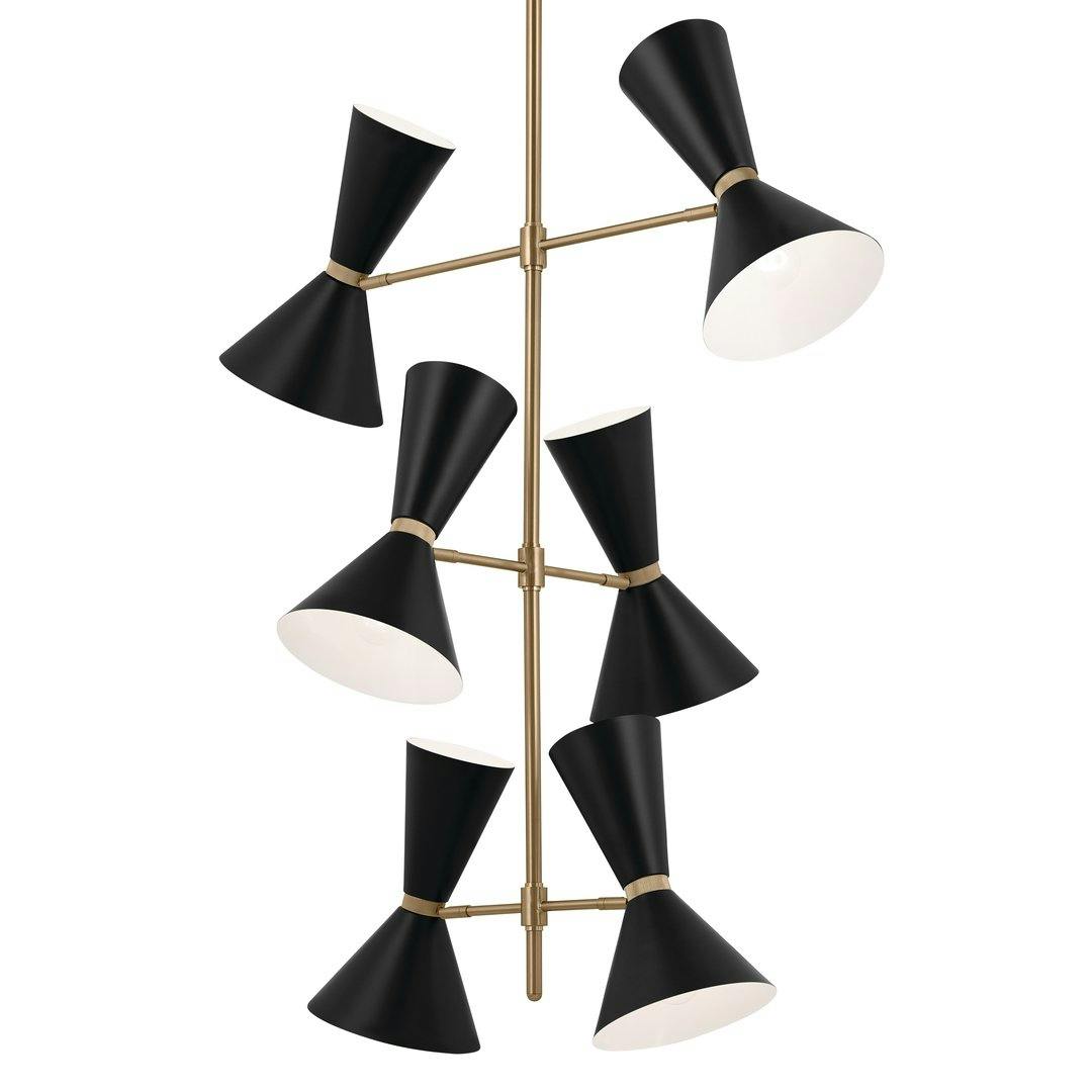 Phix 50 Inch 12 Light Foyer Chandelier in Champagne Bronze with Black on a white background