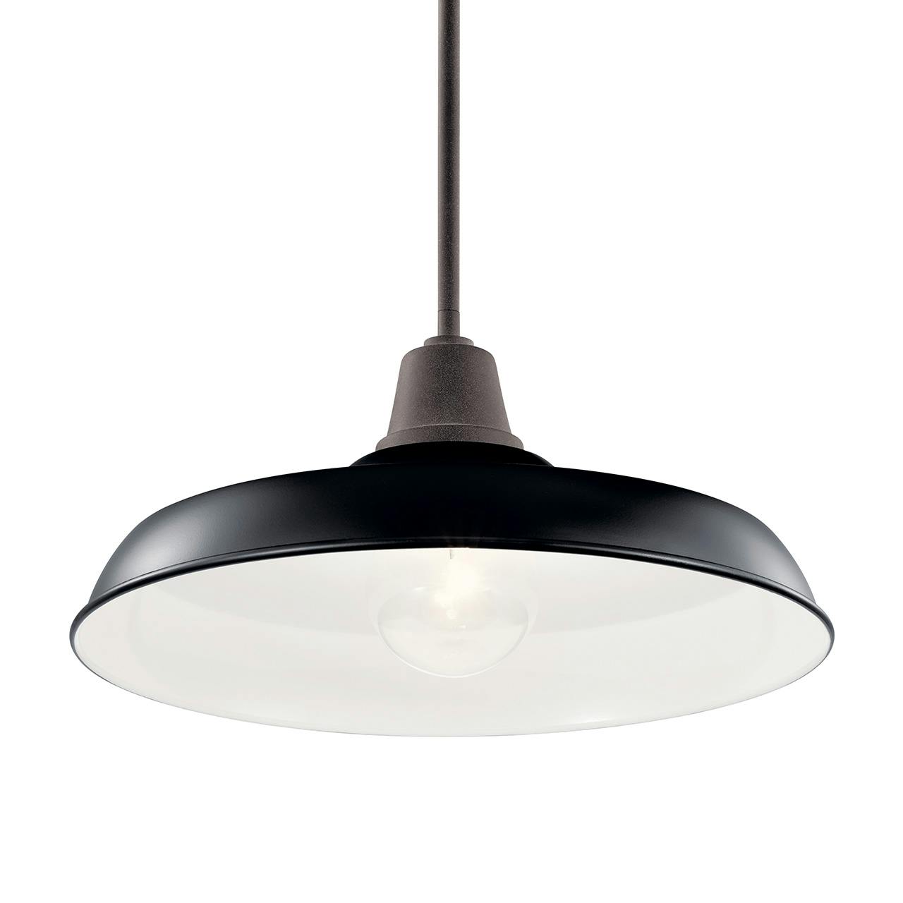 Pier 16" Convertible Pendant Black without the canopy on a white background