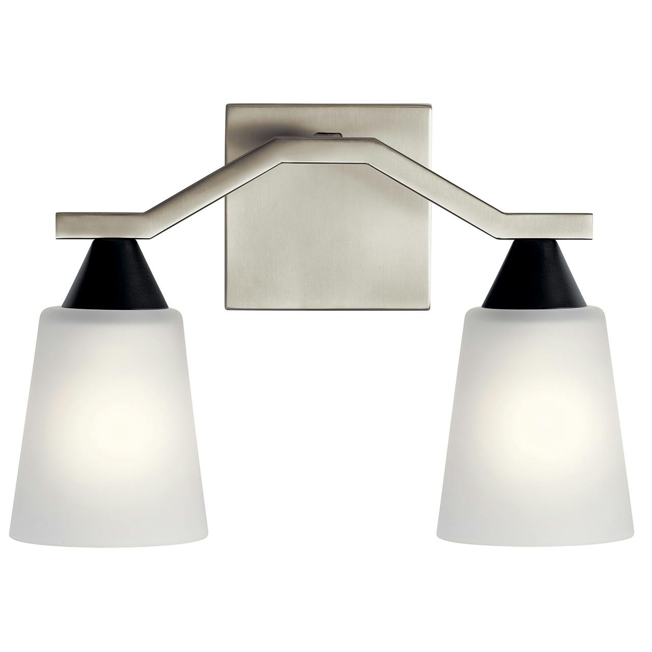 The Skagos 2 Light Vanity Light Nickel facing down on a white background