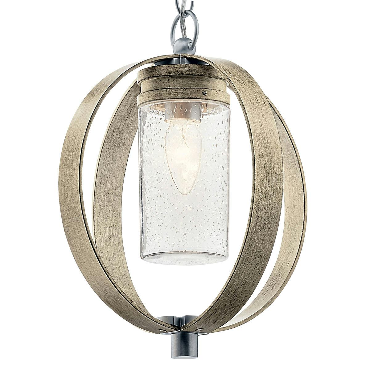 Close up view of the Grand Bank 1 Light Hanging Light Gray on a white background