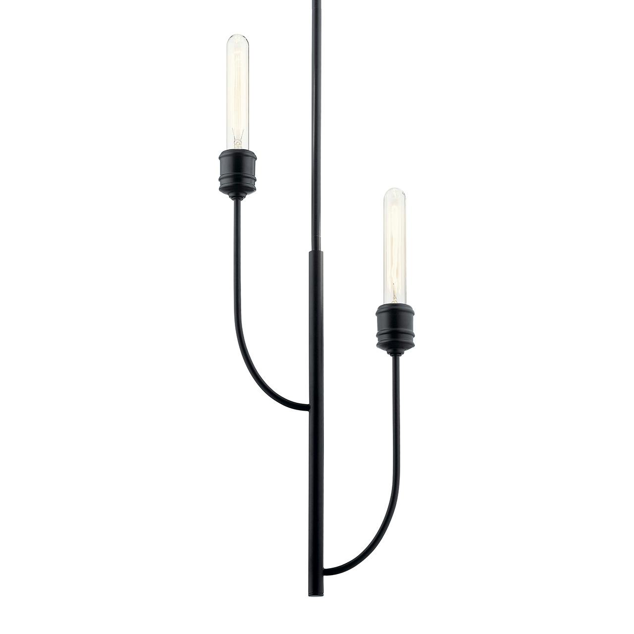 Hatton 2 Light Pendant in Black without the canopy on a white background