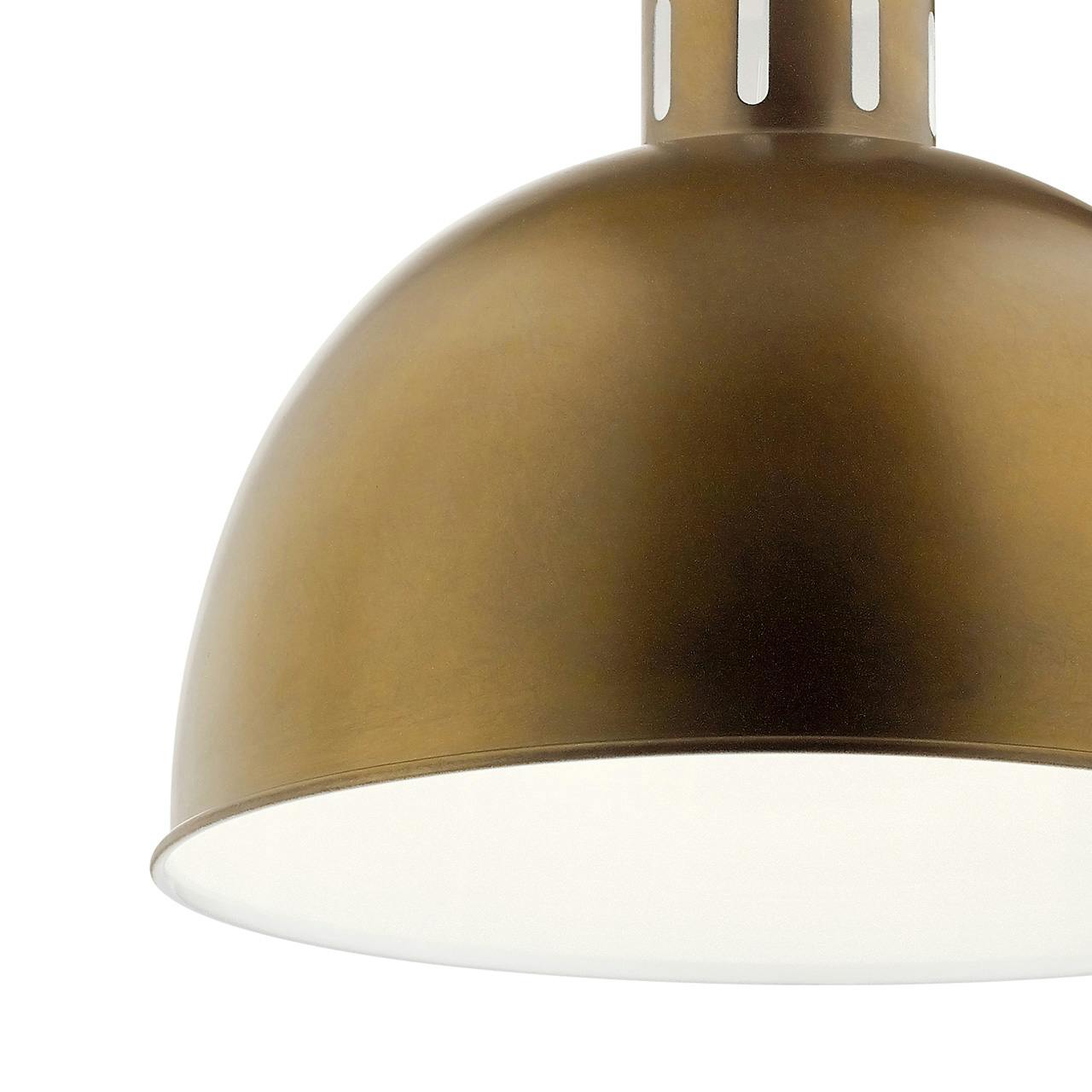 Close up view of the Zailey 15.75" 1 Light Pendant in Brass on a white background