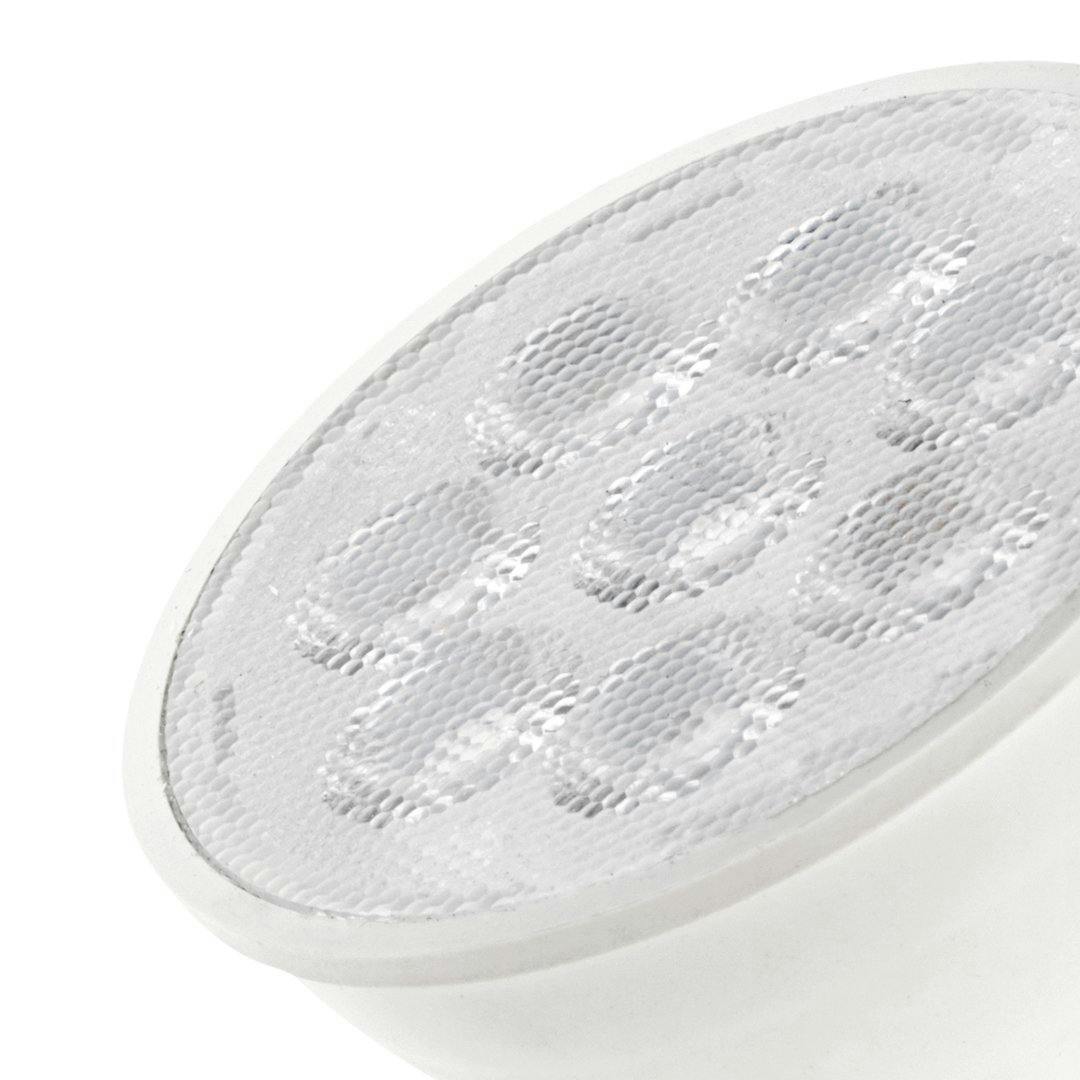 Close up of Contractor 2700K LED MR16 550Lm 60Deg Wide Flood on a white background