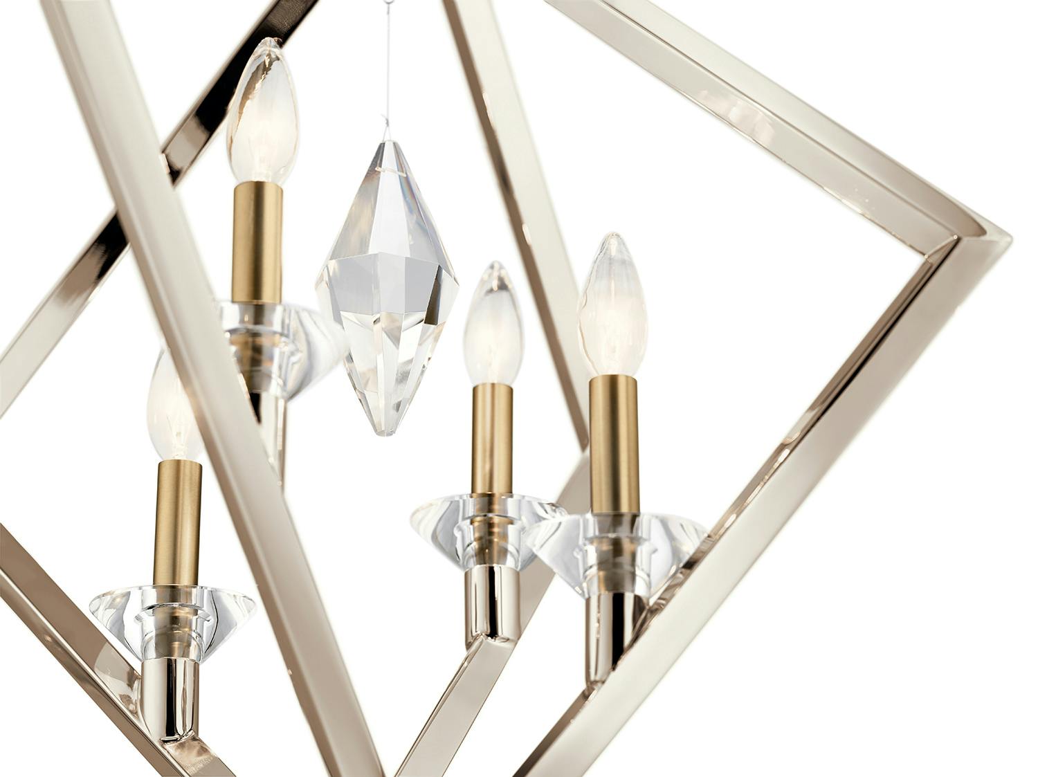 Close up view of the Layan™ 4 Light Pendant Polished Nickel on a white background
