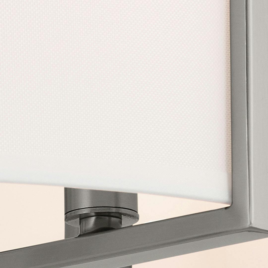 Close up of the Malen 15.5 Inch 4 Light Semi-Flush with White Fabric Shade in Classic Pewter