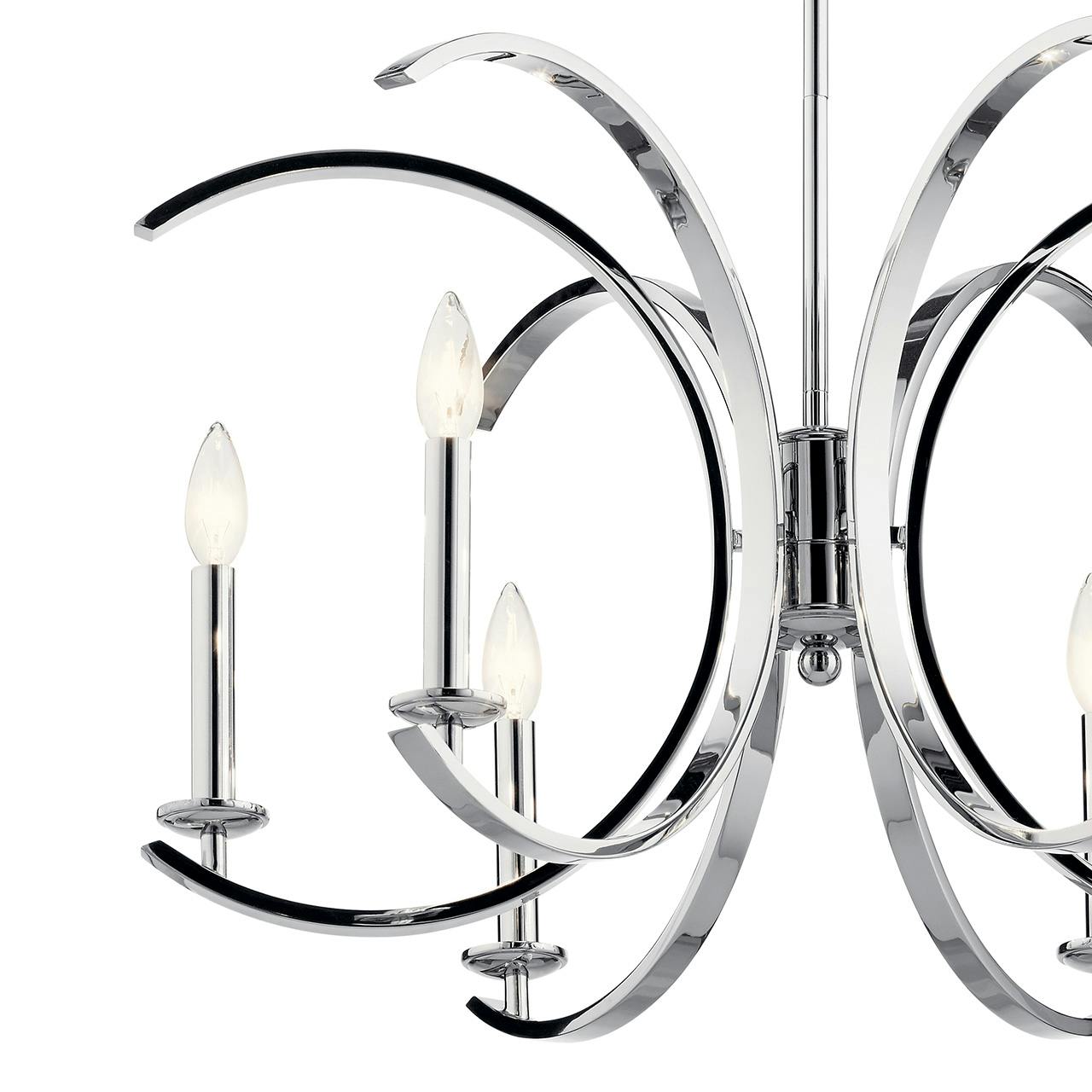Close up view of the Cassadee 16.5" 6 Light Chandelier Chrome on a white background