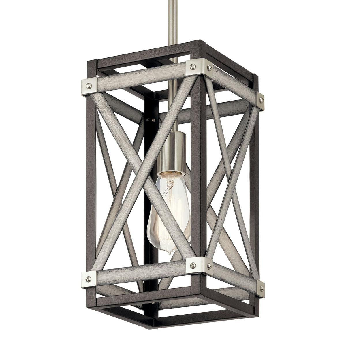 Close up view of the Stetton™ 1 Light Foyer Pendant Anvil iron on a white background