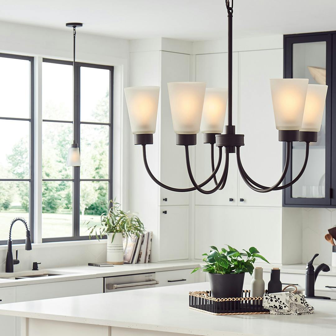 Day time Kitchen with Erma 24" 5 Light Chandelier Olde Bronze®