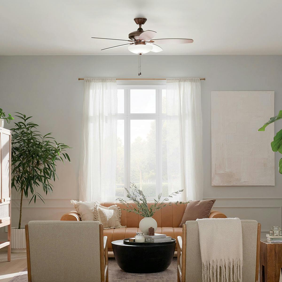 Day time living room featuring Renew ceiling fan 330161OBB