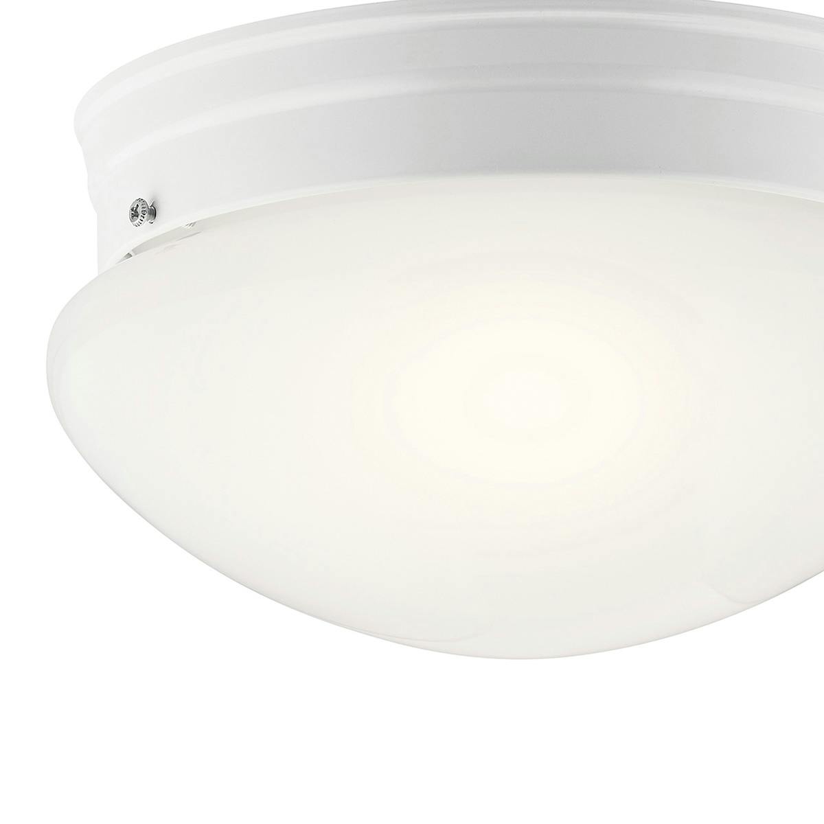 Close up view of the Ceiling Space 2 Light Flush Mount White on a white background