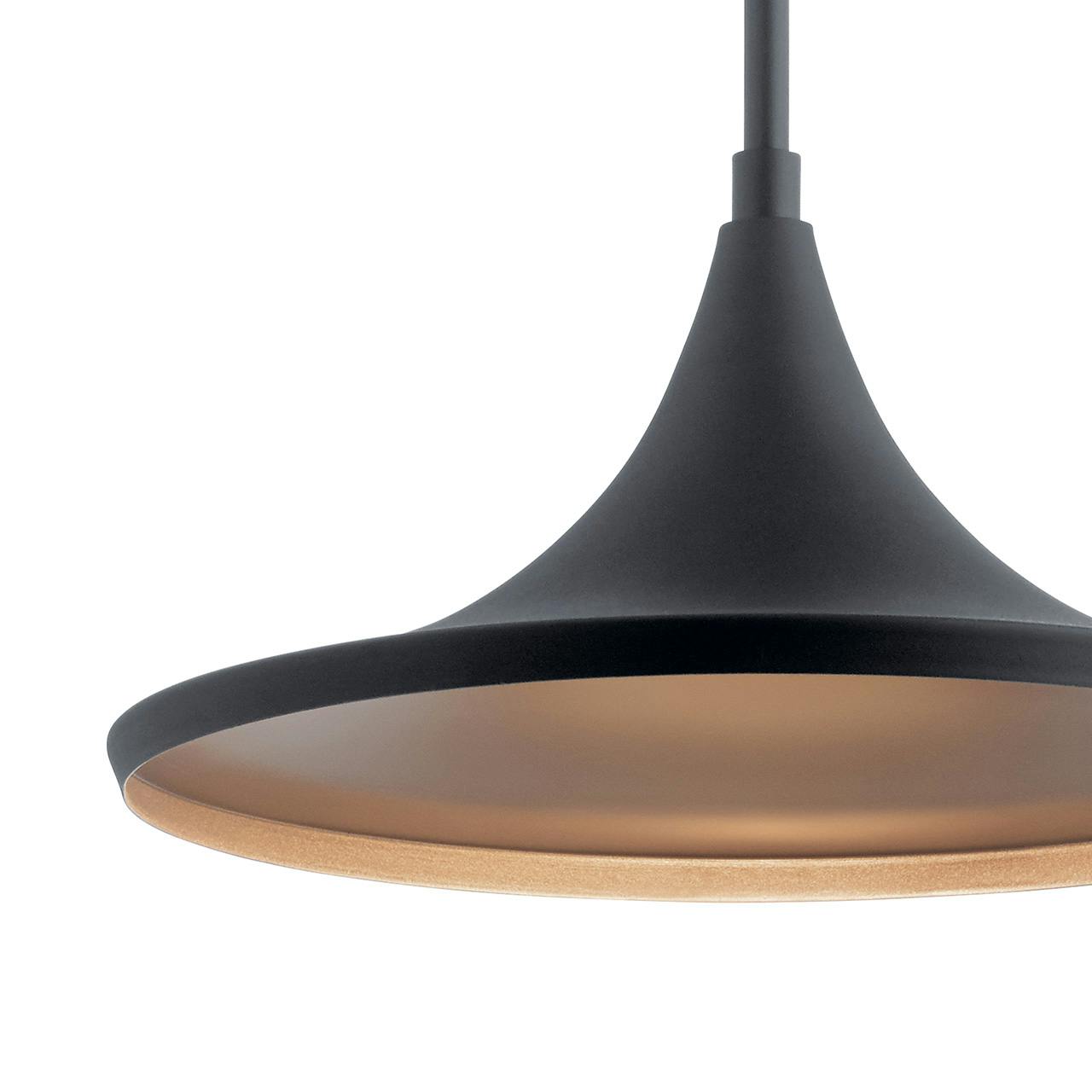 Close up view of the Elias LED 3000K 14" Pendant Black on a white background