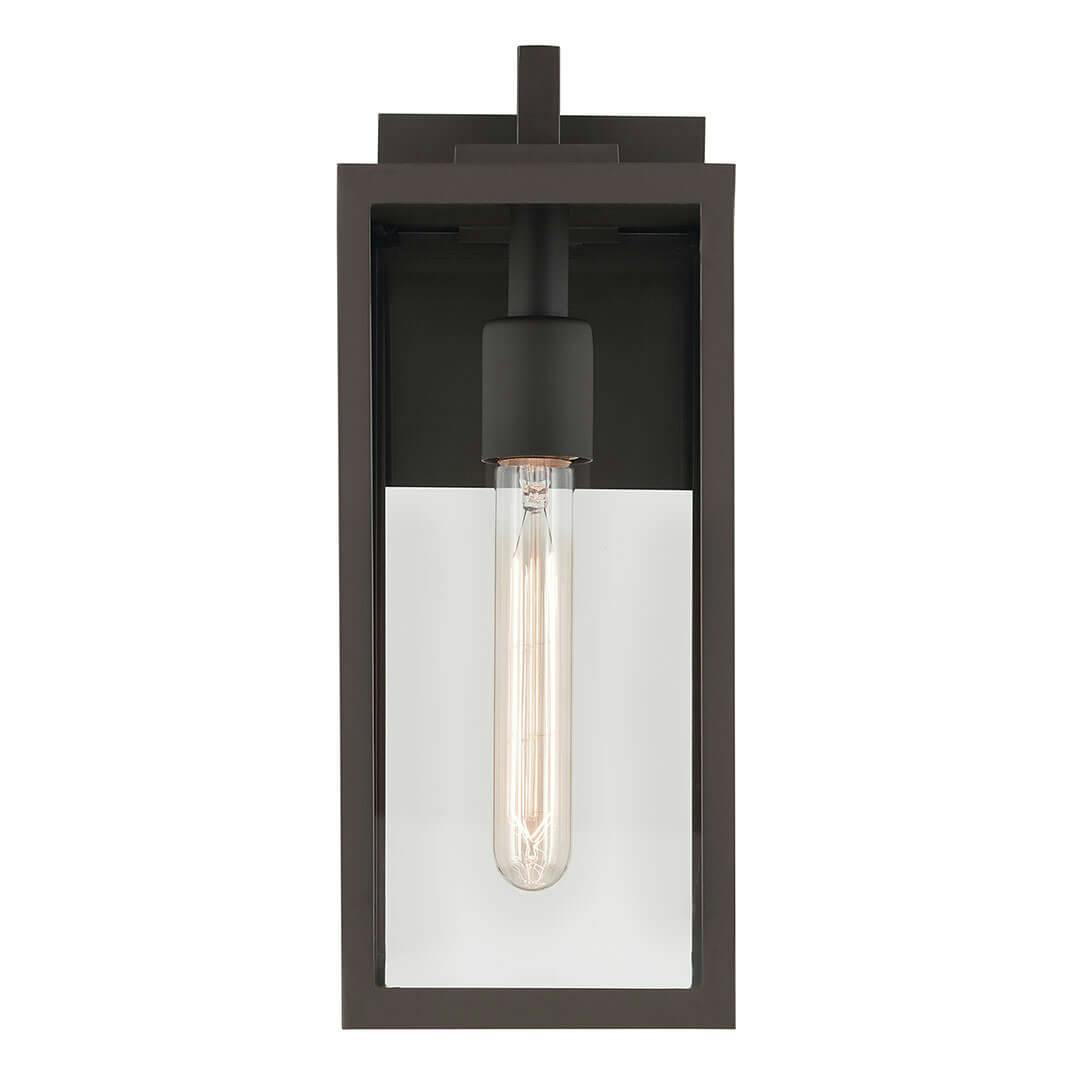 Front view of the Branner14" 1 Light Outdoor Wall Light with Clear Glass in Olde Bronze on a white background