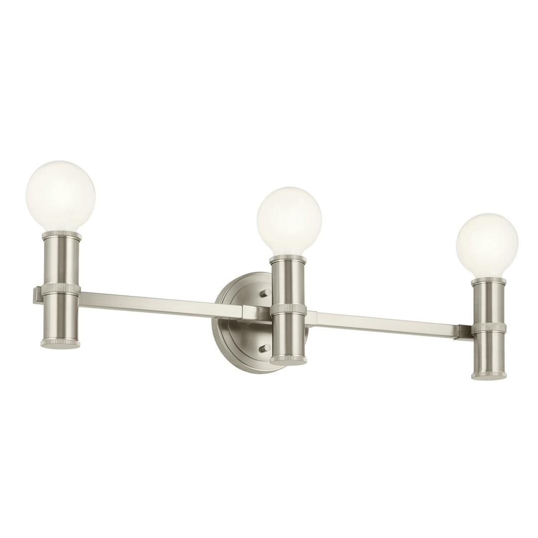 Torche 24.25 Inch 3 Light Vanity in Brushed Nickel on a white background