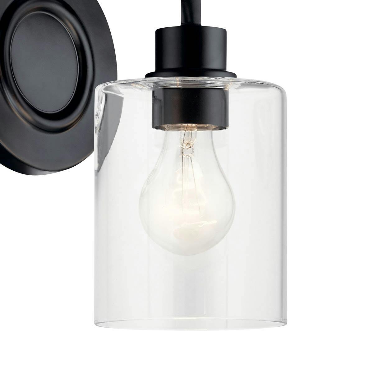 Close up of Gunnison™ 5.5" 1 Light Vanity Light Black on a white background