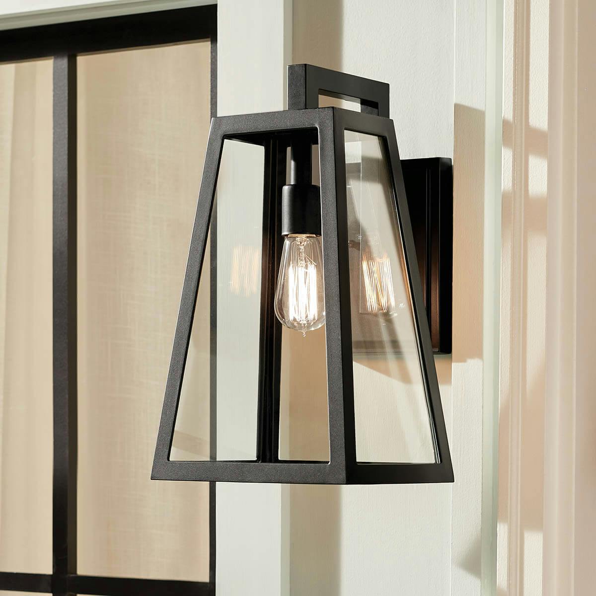 Day time porch with Delison 16.75 " 1 Light Wall Light Black