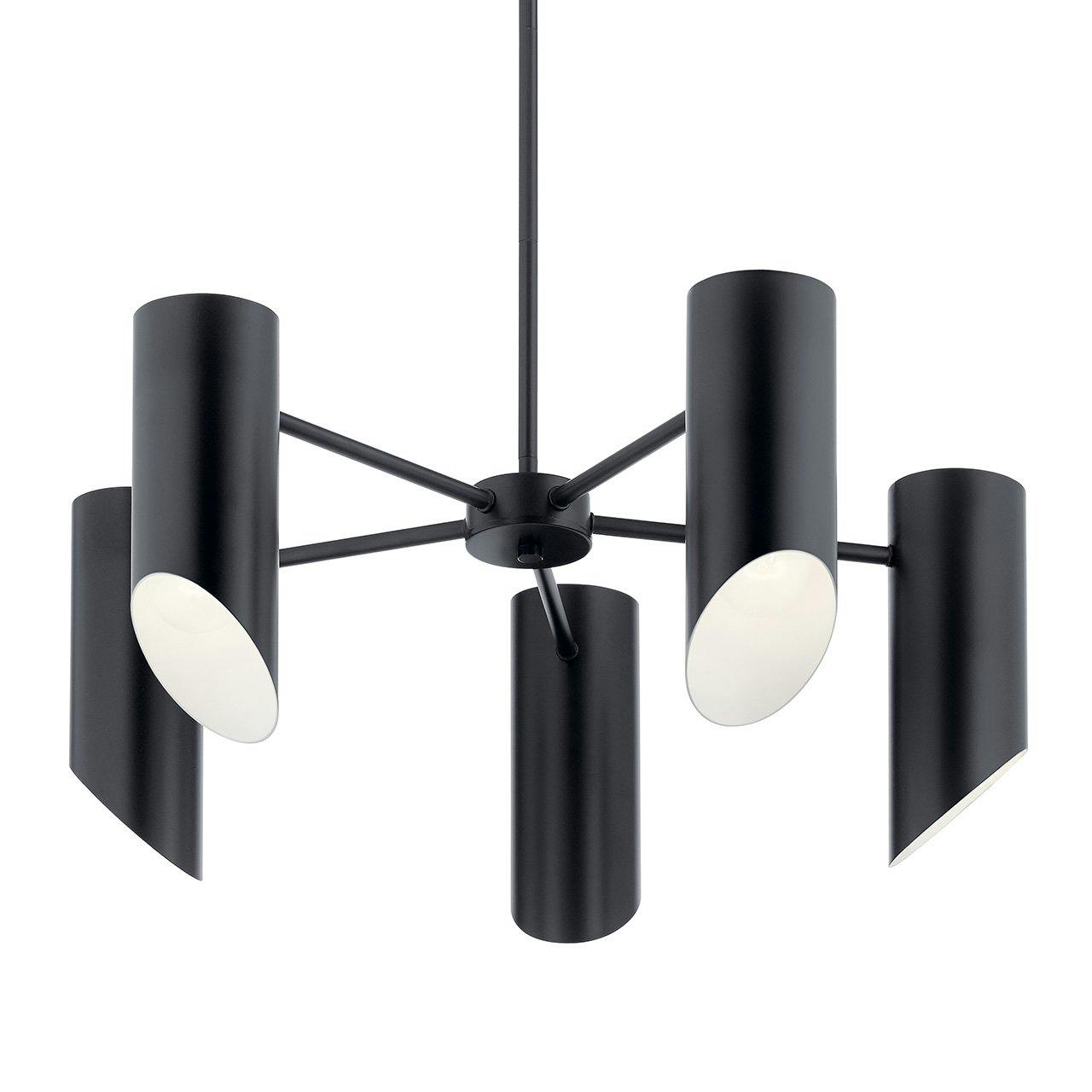 Trentino 5 Light Chandelier Black without the canopy on a white background
