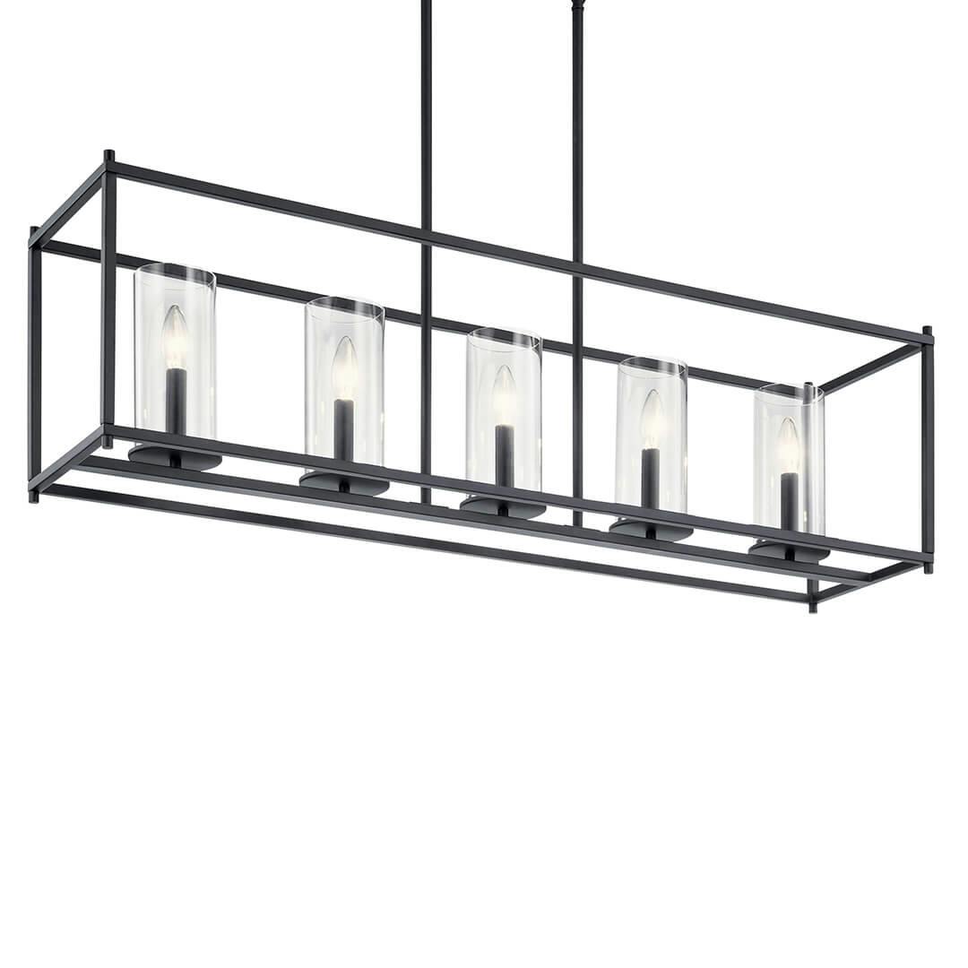 Crosby 5 Light Linear Chandelier Black on a white background