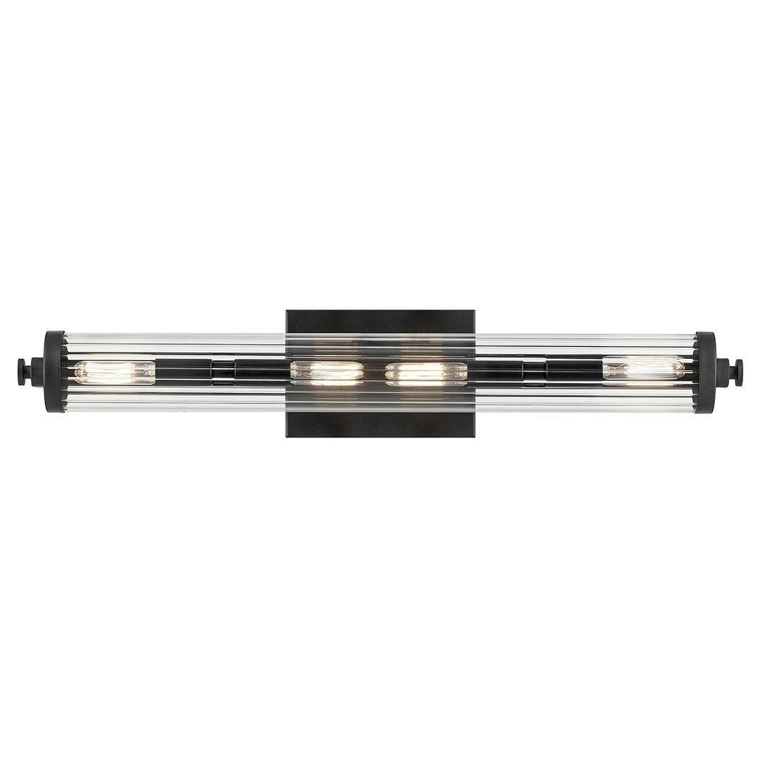 Front view of the Azores 25" 4-Light Linear Vanity Light in Black on a white background