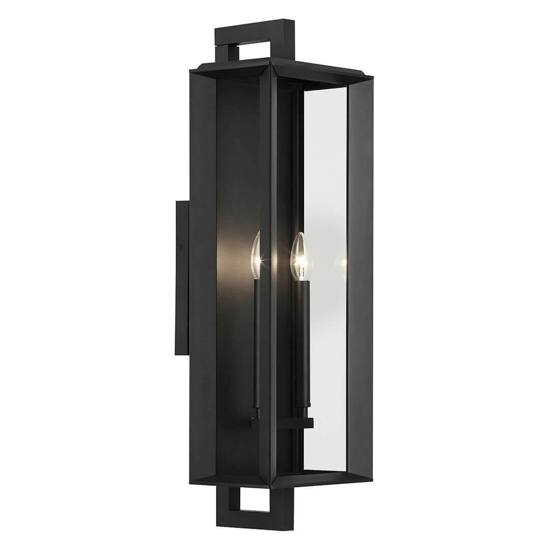 The Kroft 28" 2 Light Outdoor Wall Light with Clear Glass in Textured Black on a white background