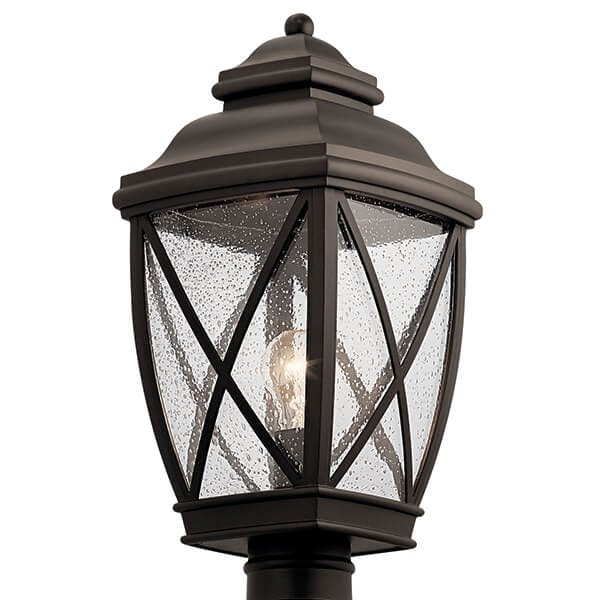 Close up view of the Tangier 19.75" 1 Light Post Light Bronze on a white background