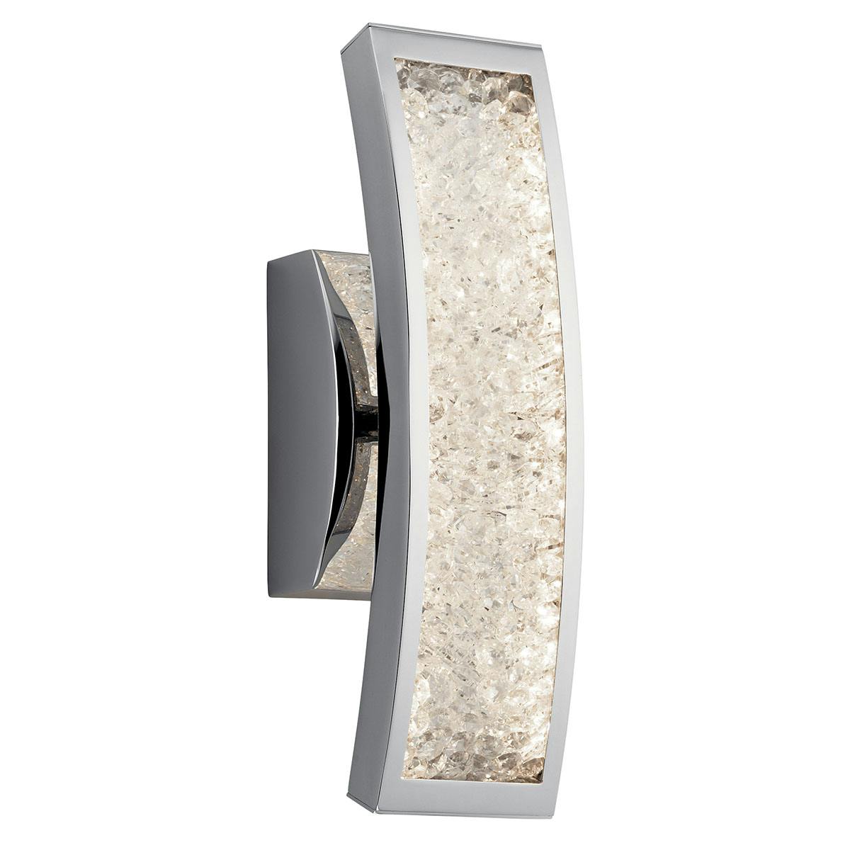 Crushed Ice 3200K 1 Light Sconce Chrome hung vertically on a white background