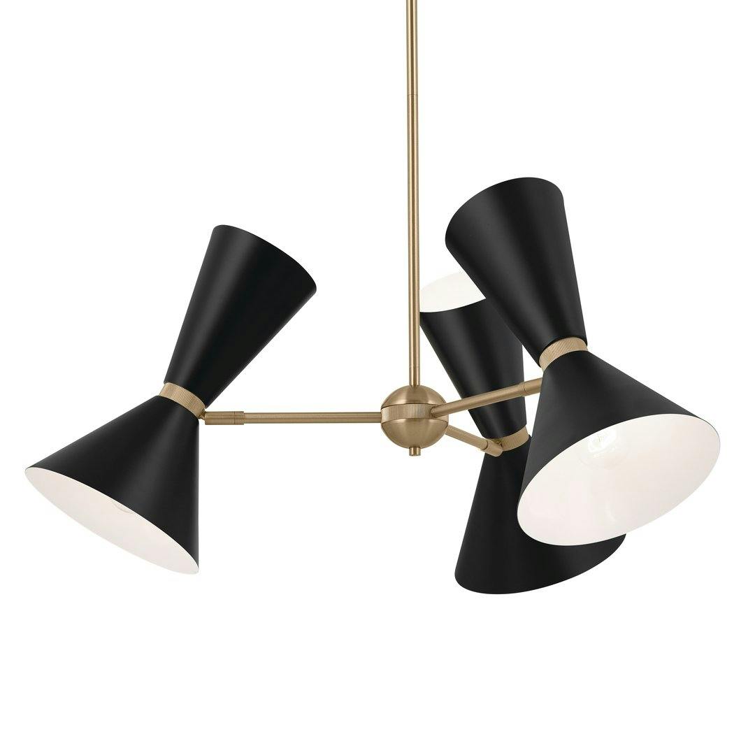 Phix 30.75 Inch 6 Light Chandelier in Champagne Bronze with Black on a white background