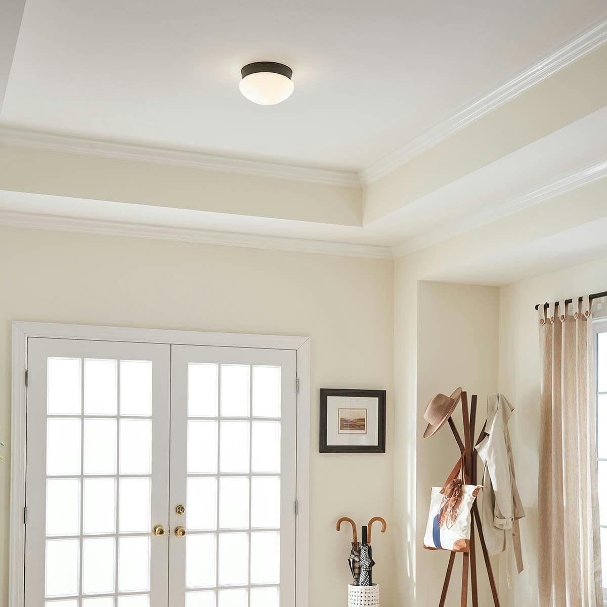 Day time foyer with Ceiling Space 2 Light Flush Mount in Olde Bronze®