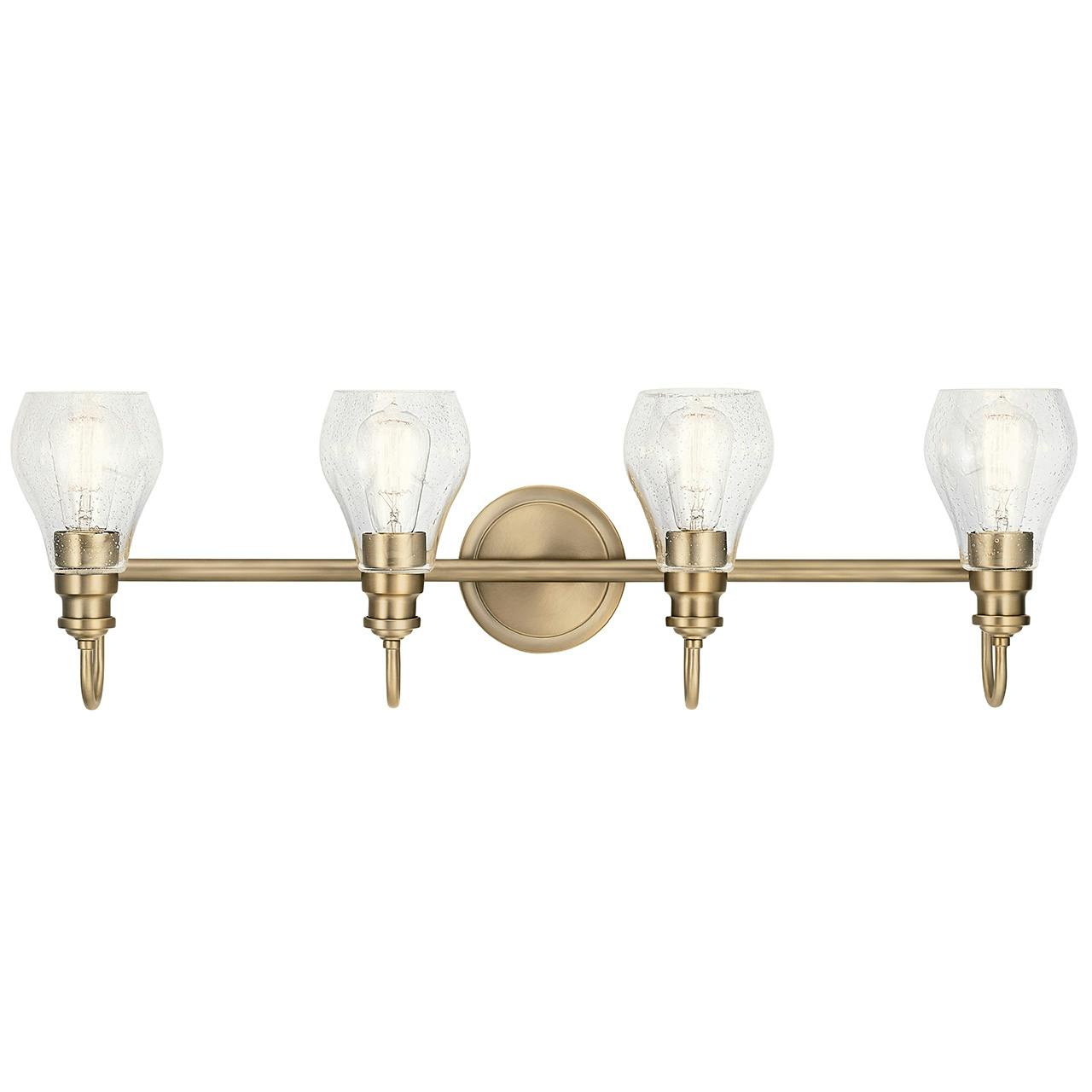 The Greenbrier 4 Light Vanity Light Bronze facing up on a white background