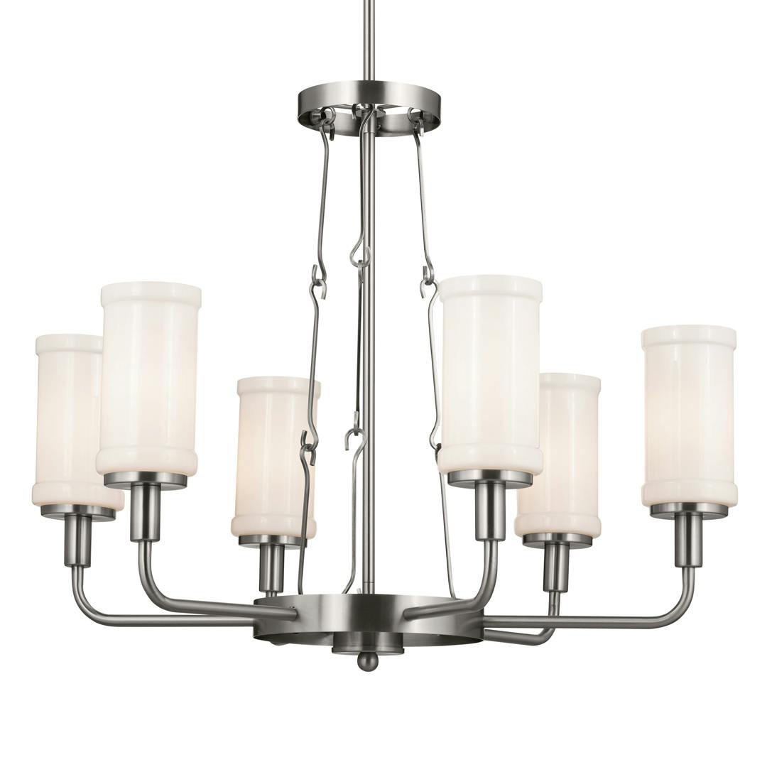 Vetivene 6 Light Chandelier Classic Pewter without the canopy on a white background