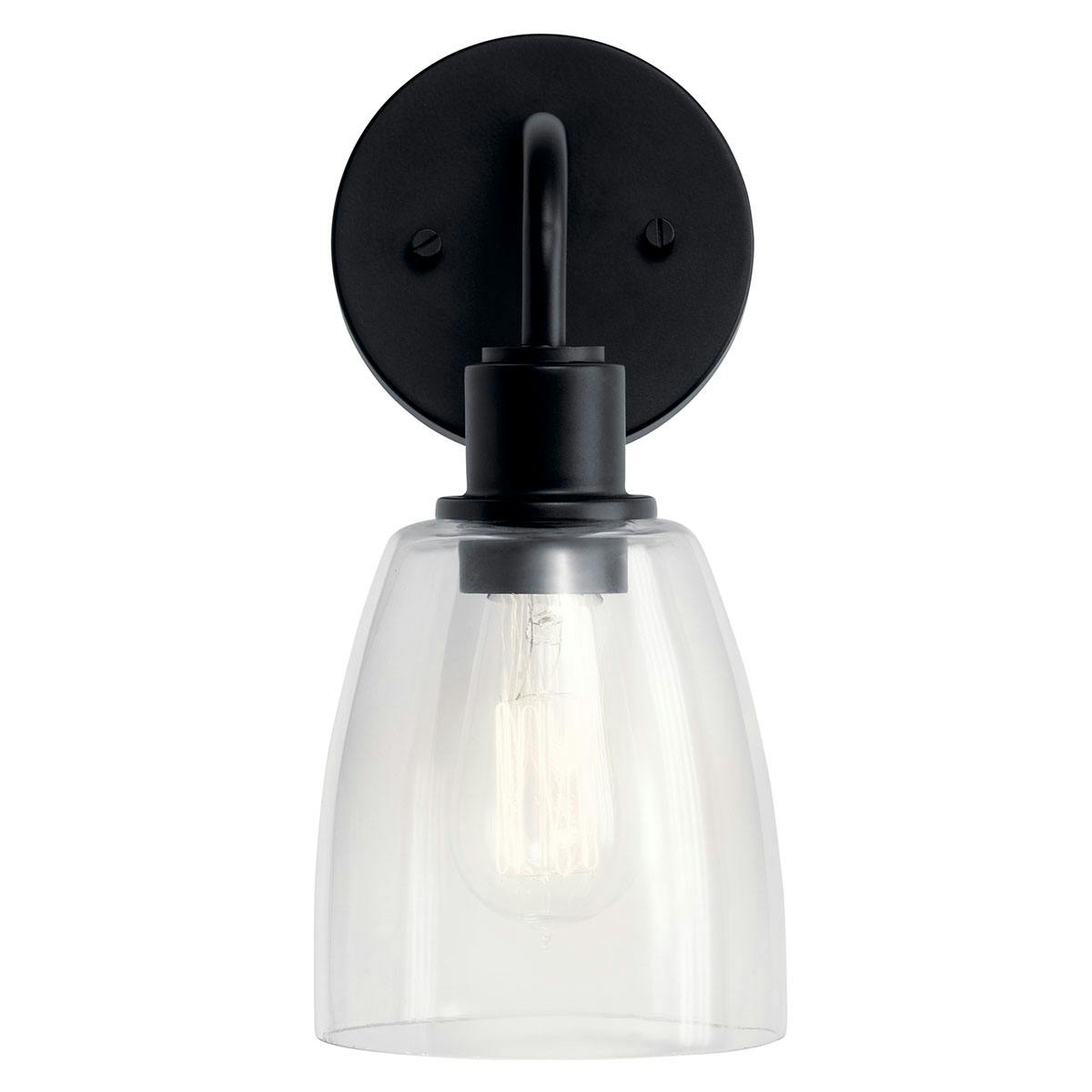 Front view of the Meller 11" 1 Light Sconce Black on a white background