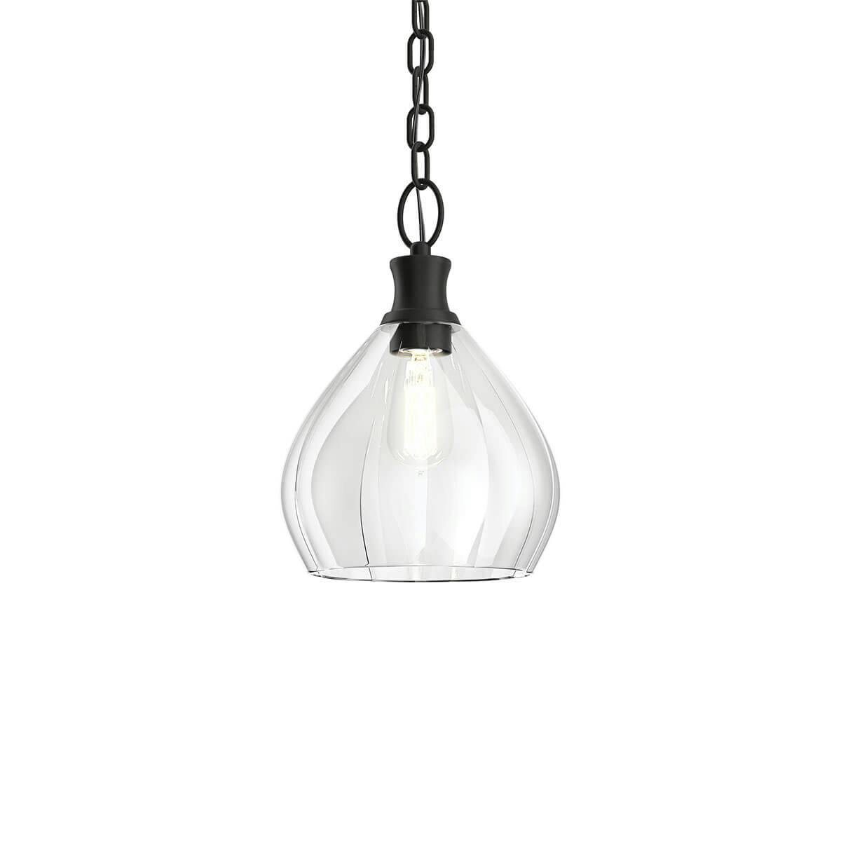 Merriam 8" 1 Light Pendant Black without the canopy on a white background