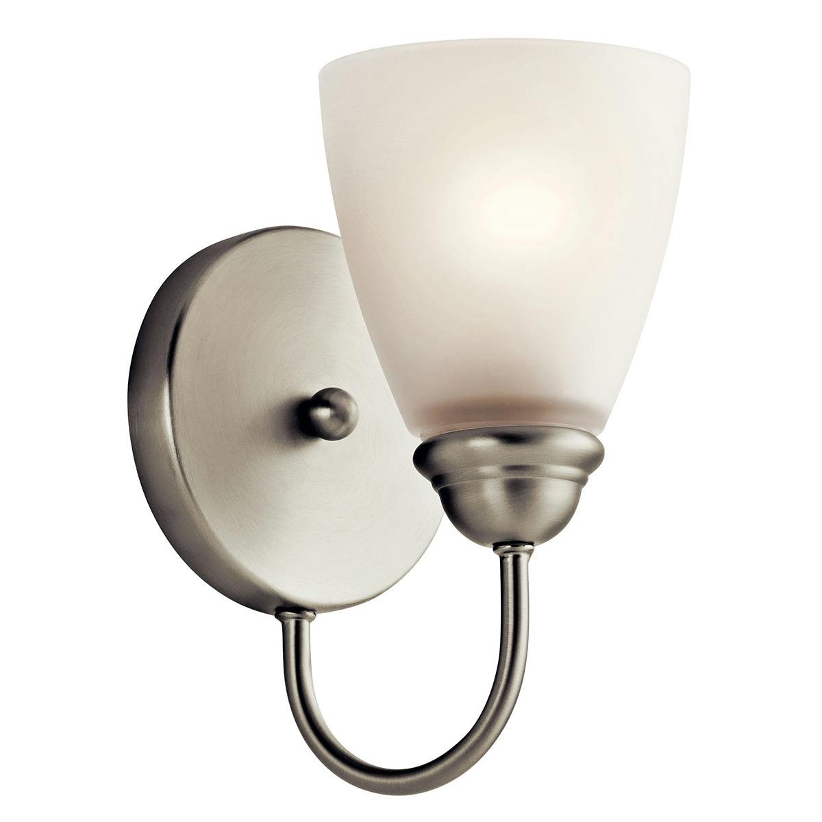 Jolie 1 Light Sconce with LED Bulb Nickel on a white background