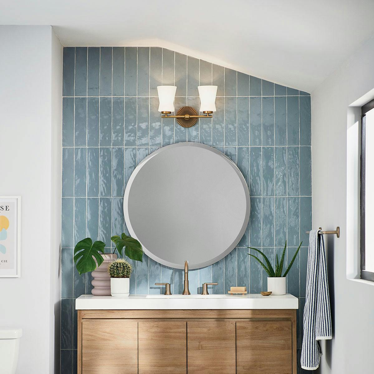 Day time Bathroom image featuring Brianne vanity light 55116BNB