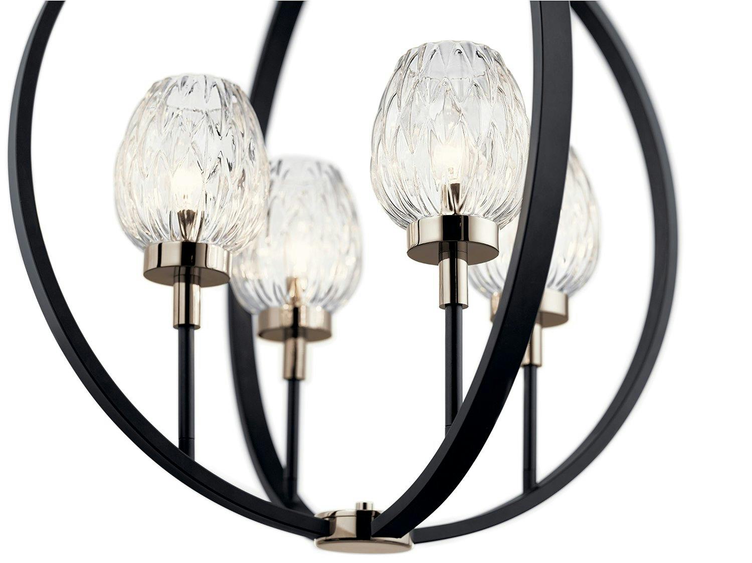 Close up view of the Moyra 4 Light Pendant Black Finish on a white background