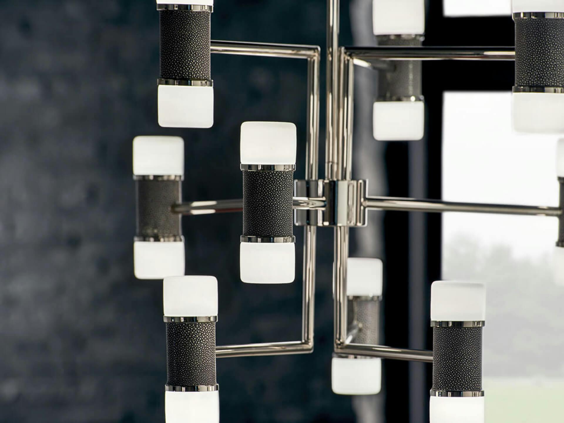 Detail image of a black and silver Vey chandelier