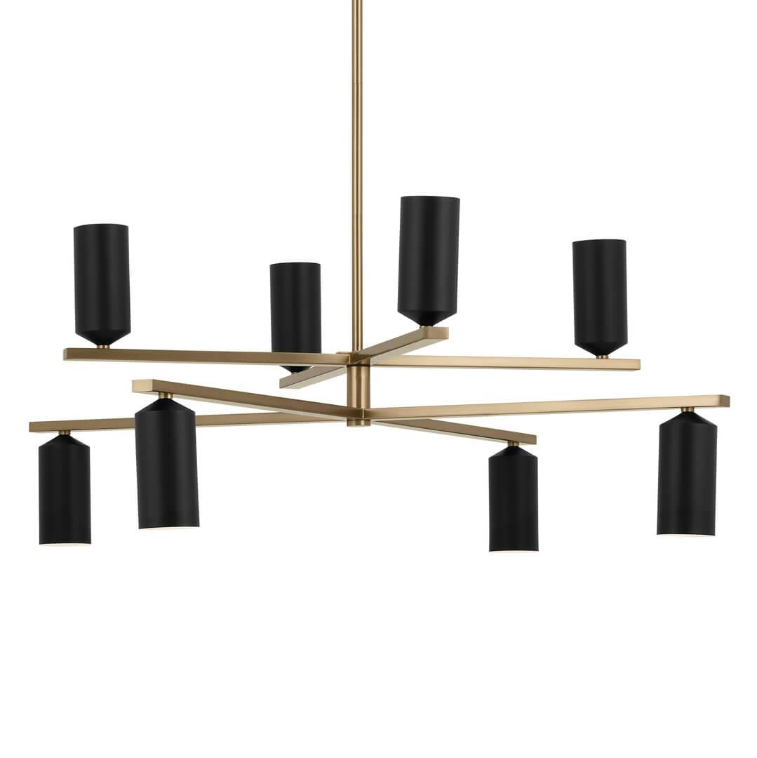 Gala 36 Inch 8 Light Chandelier in Champagne Bronze with Black on a white background
