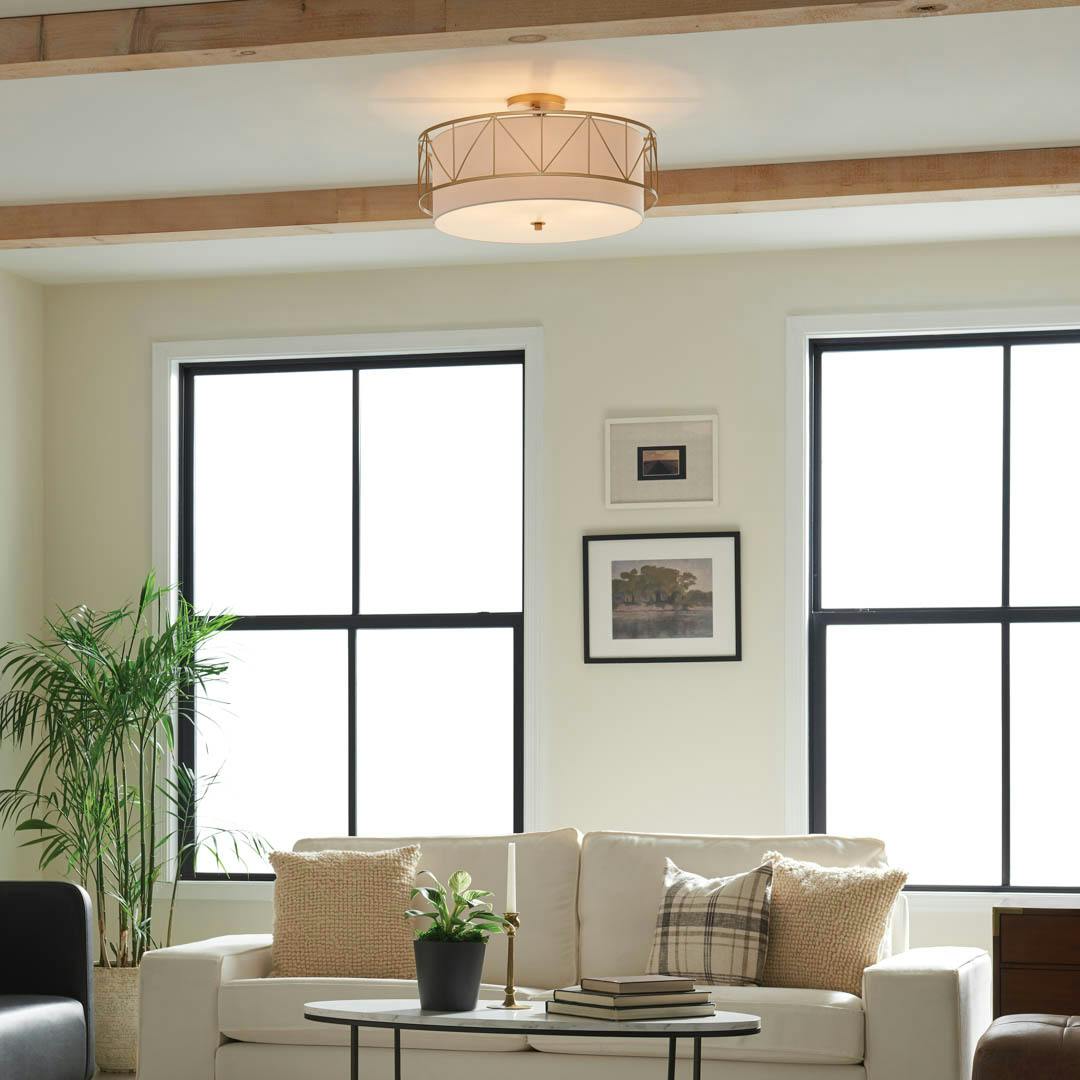 Day time living room with Birkleigh 3 Light Pendant Classic Gold