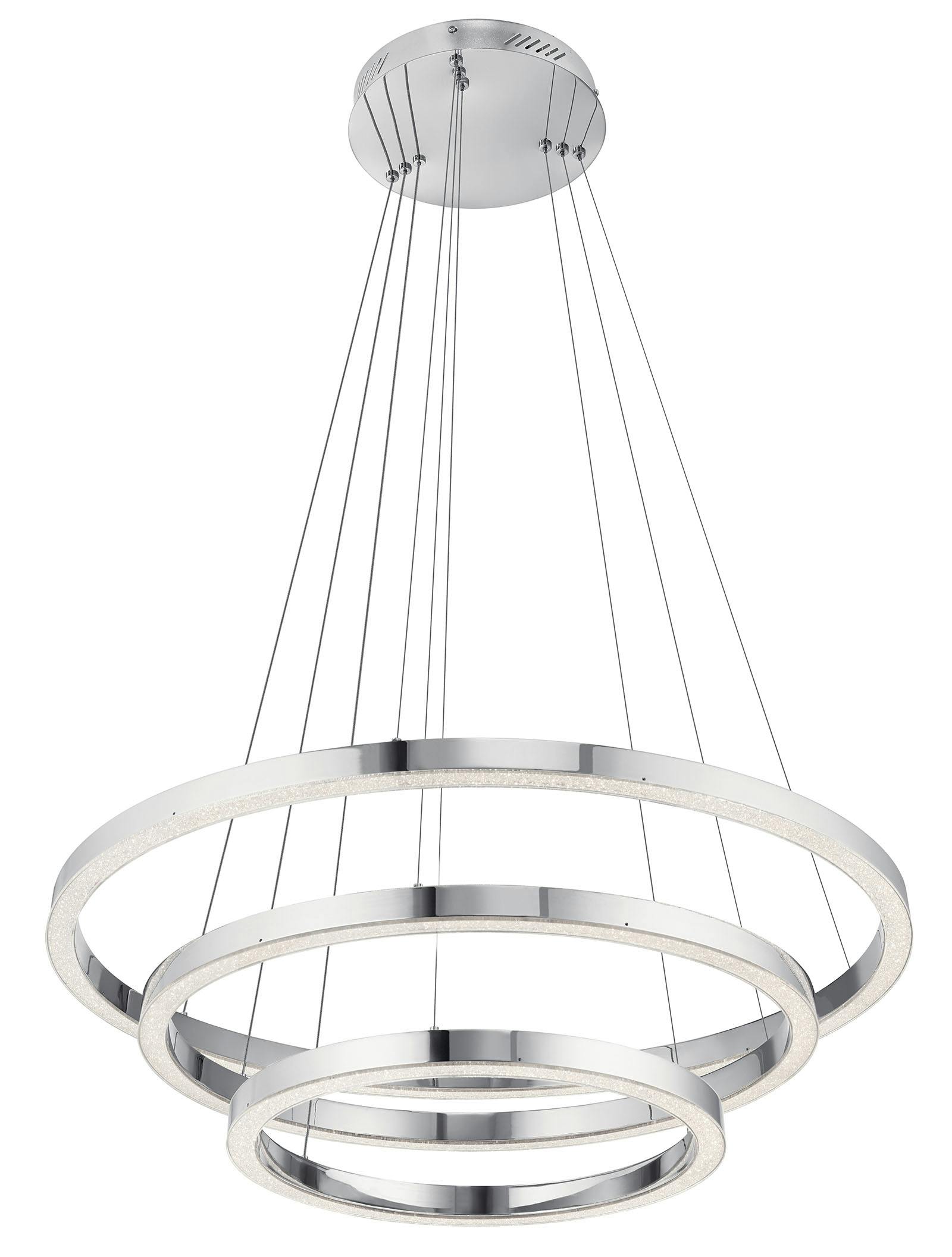 Opus 3-Ring LED Pendant in Chrome on a white background