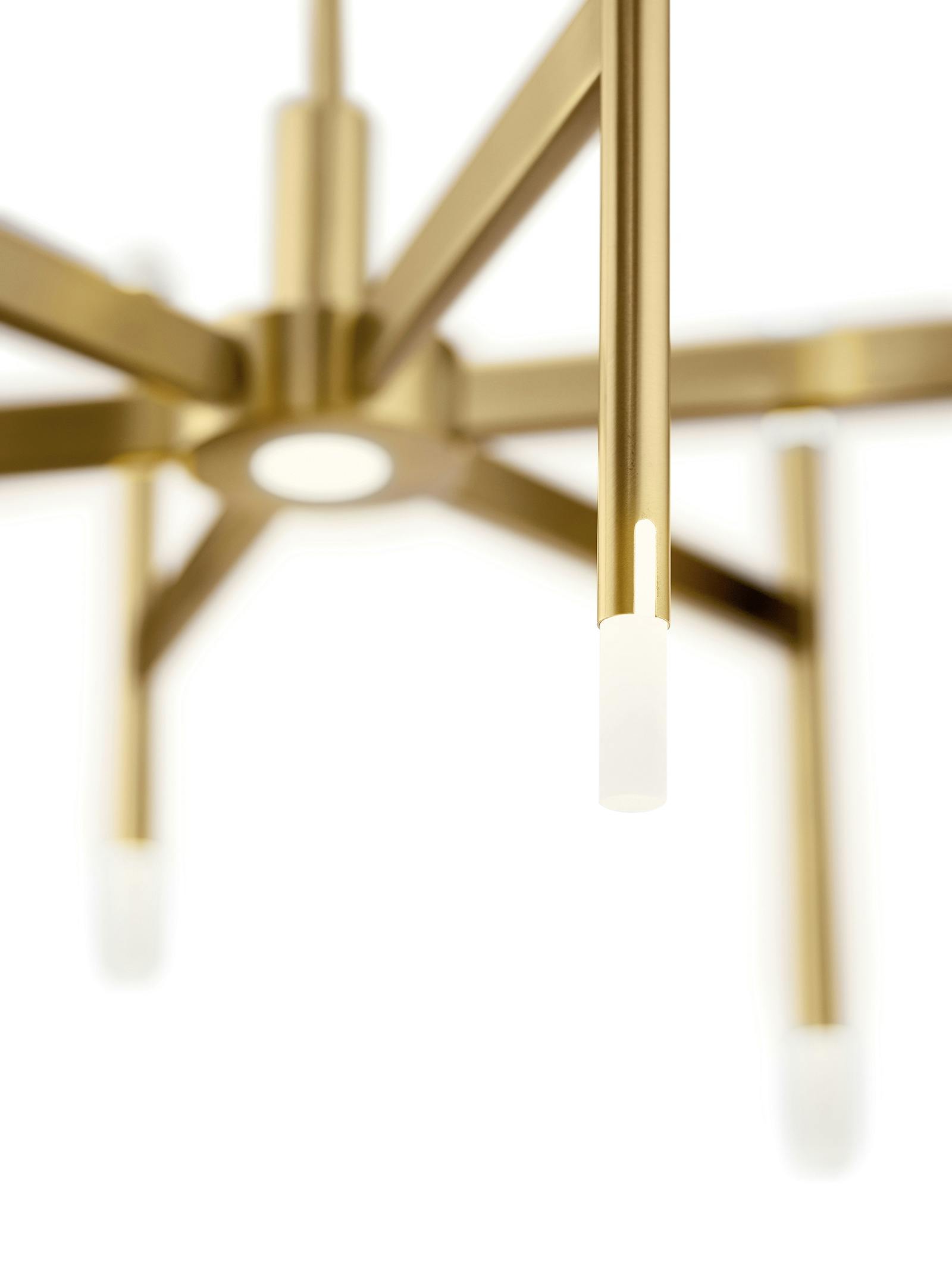 Close up view of the Kizette Small LED Chandelier Gold on a white background